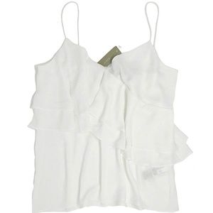 J.Crew White Tiered Ruffle Tank
